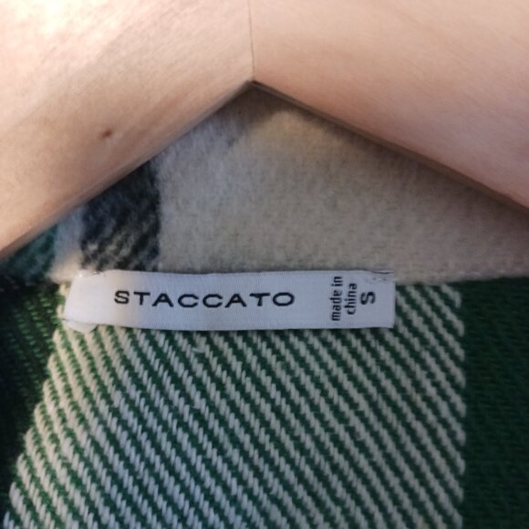 STACCATO Green & Cream Plaid Shacket, Relaxed Fit, Button Up, Jacket, Size Small - Picture 2 of 16